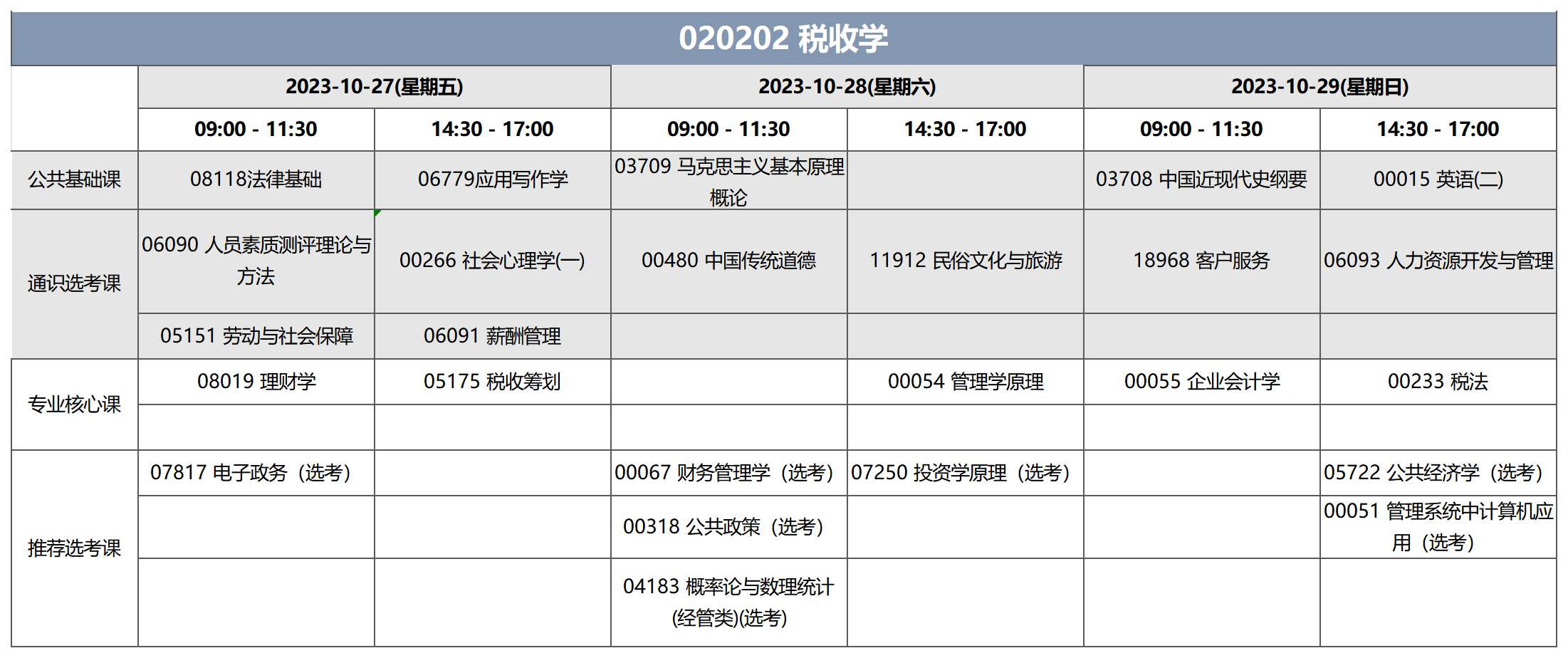 考试安排_020202 税收学(1) 考试安排_020202 税收学(1)