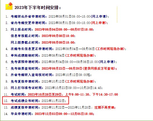 2023年10月河南自考成绩查询时间 2023年10月河南自考成绩查询时间